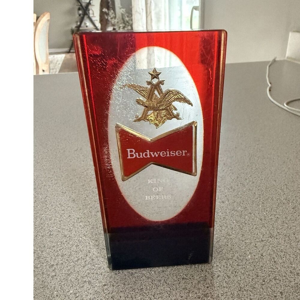 Vintage Budweiser King of Beers Beer Tap Handle Knob Acrylic Eagle BUD 5.5”